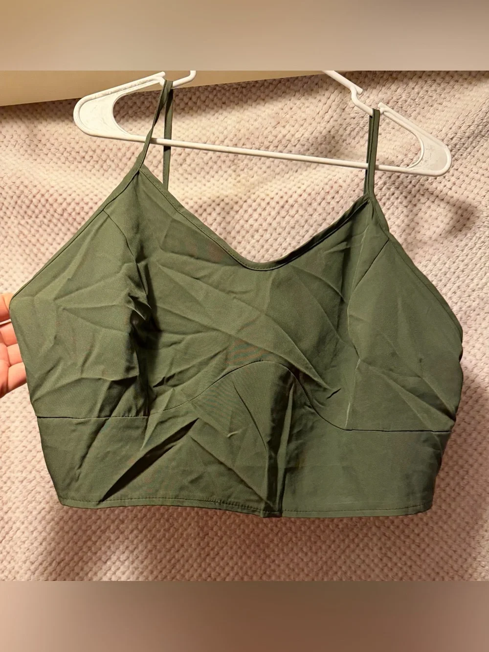 Olive Green Cropped Bralette Cami Top
